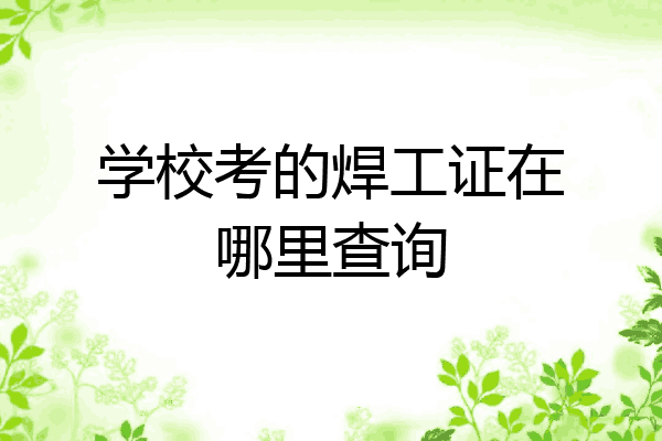 学校考的焊工证在哪里查询