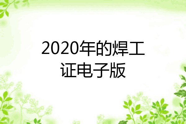 2020年的焊工证电子版