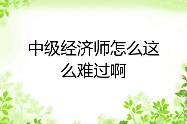 中级经济师怎么这么难过啊