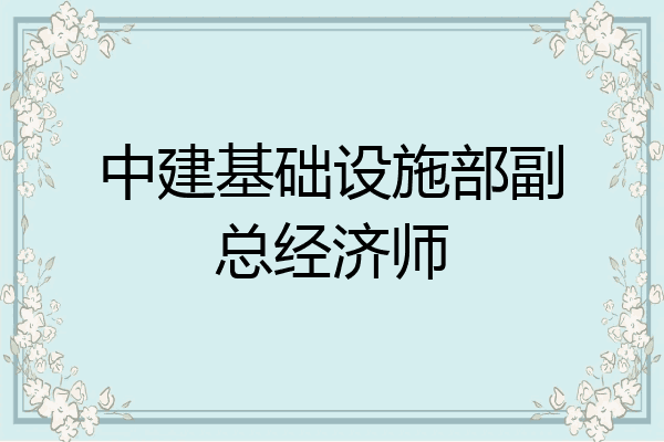 中建基础设施部副总经济师