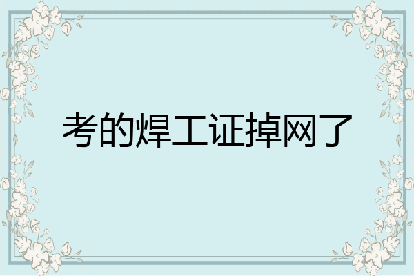 考的焊工证掉网了