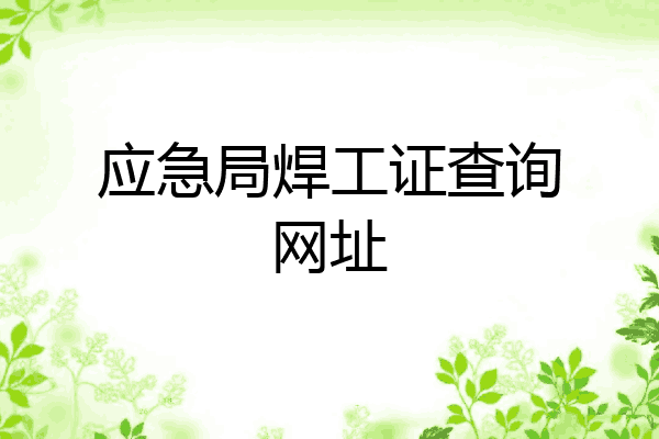 应急局焊工证查询网址