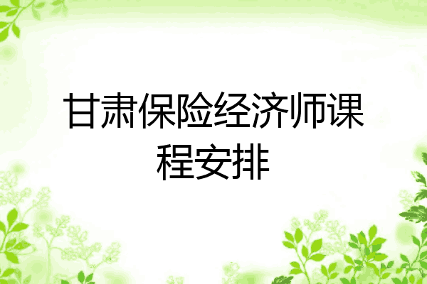 甘肃保险经济师课程安排