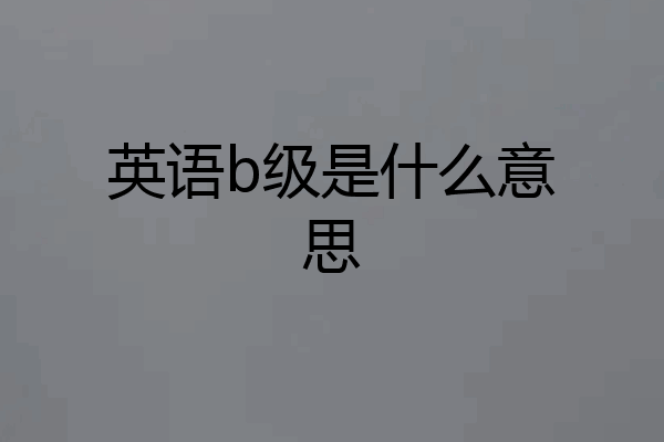 英语b级是什么意思