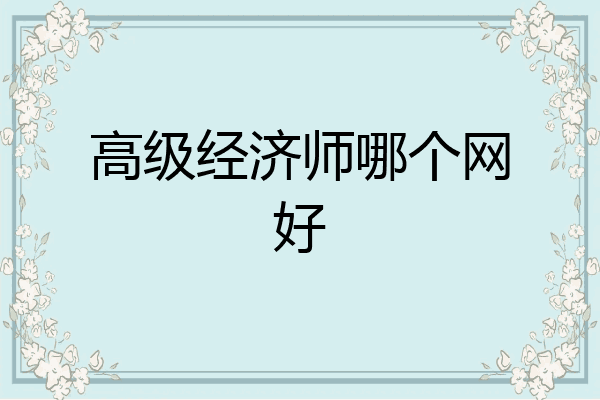 高级经济师哪个网好