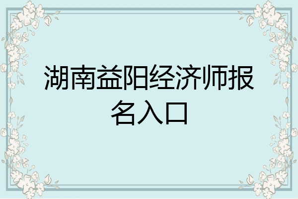 湖南益阳经济师报名入口