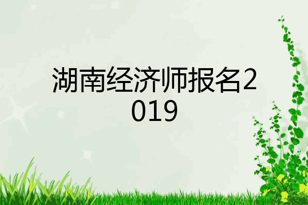 湖南经济师报名2019