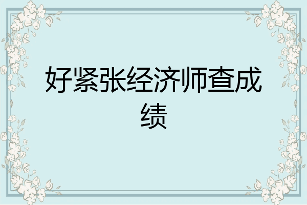 好紧张经济师查成绩