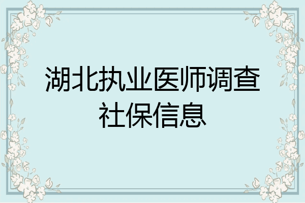 湖北执业医师调查社保信息
