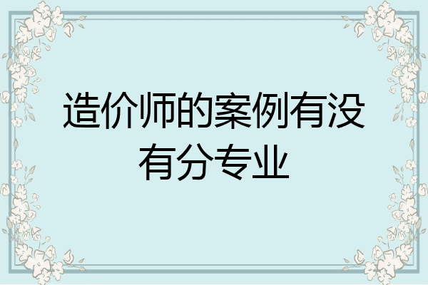 造价师的案例有没有分专业