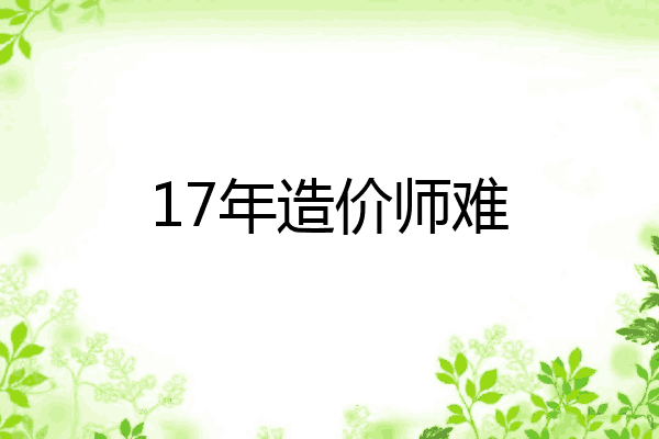 17年造价师难