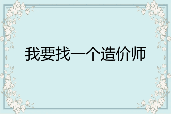 我要找一个造价师