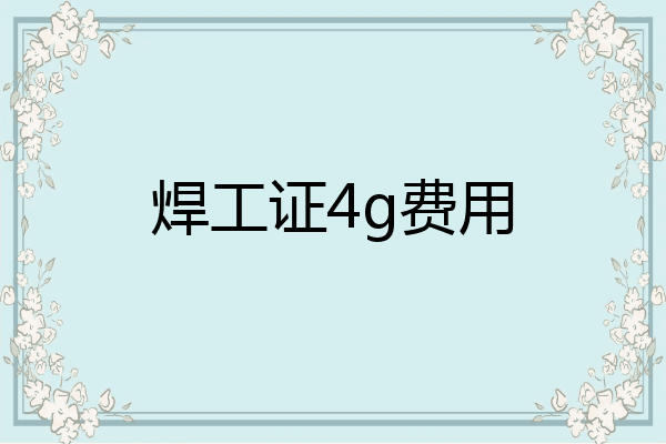 焊工证4g费用