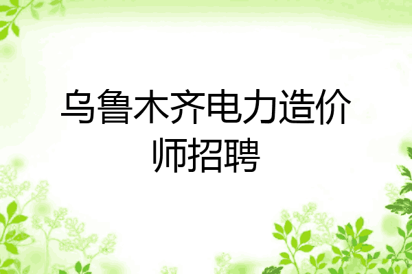 乌鲁木齐电力造价师招聘