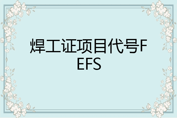 焊工证项目代号FEFS