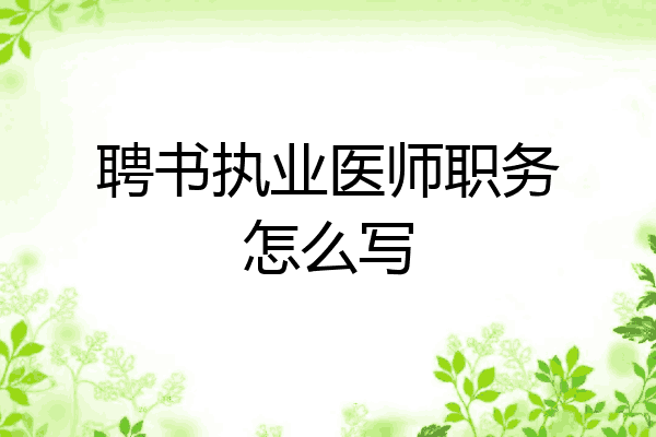 聘书执业医师职务怎么写