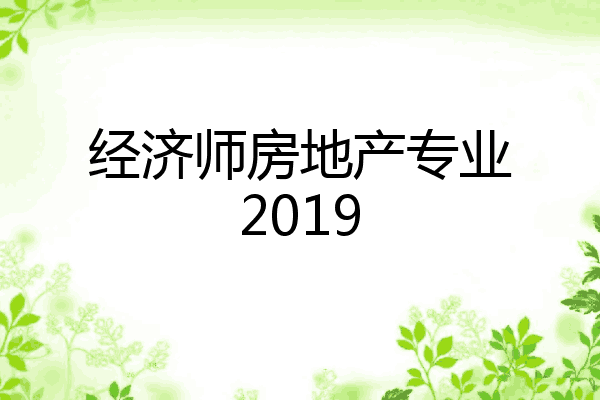 经济师房地产专业2019