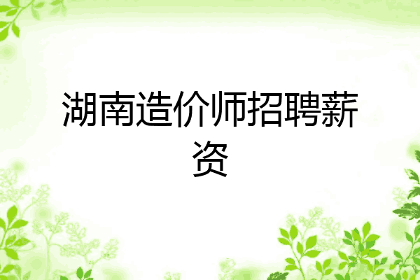 湖南造价师招聘薪资