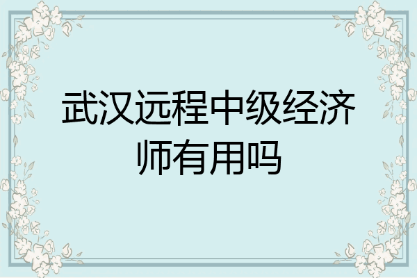 武汉远程中级经济师有用吗