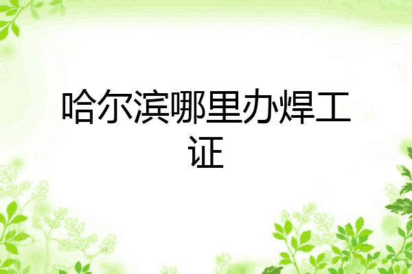 哈尔滨哪里办焊工证