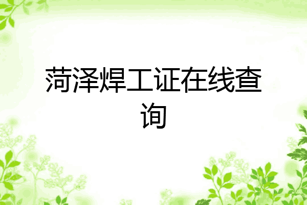 菏泽焊工证在线查询