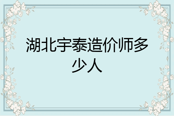 湖北宇泰造价师多少人