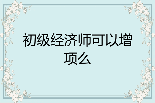 初级经济师可以增项么