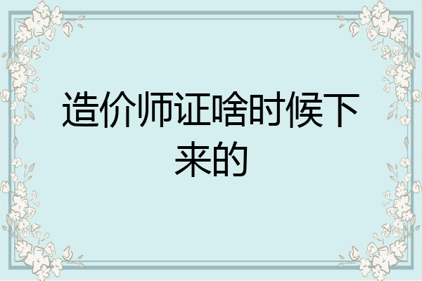 造价师证啥时候下来的