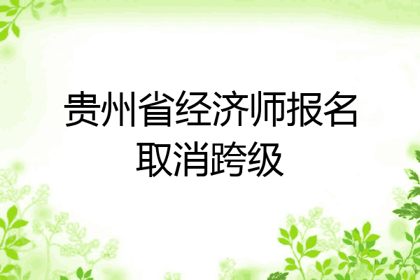贵州省经济师报名取消跨级