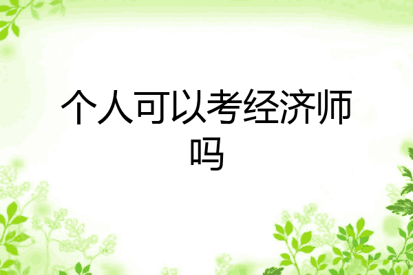 个人可以考经济师吗