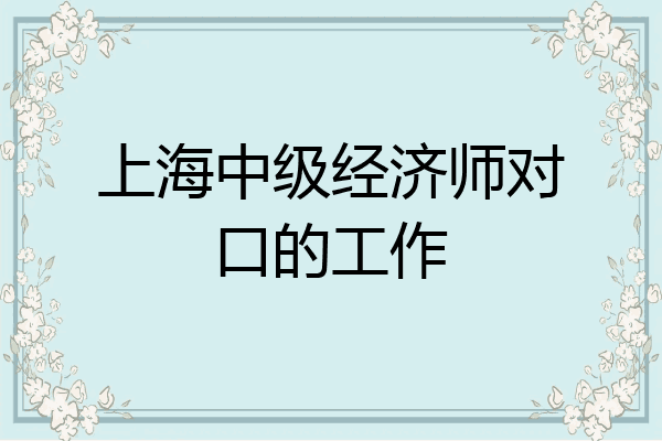 上海中级经济师对口的工作