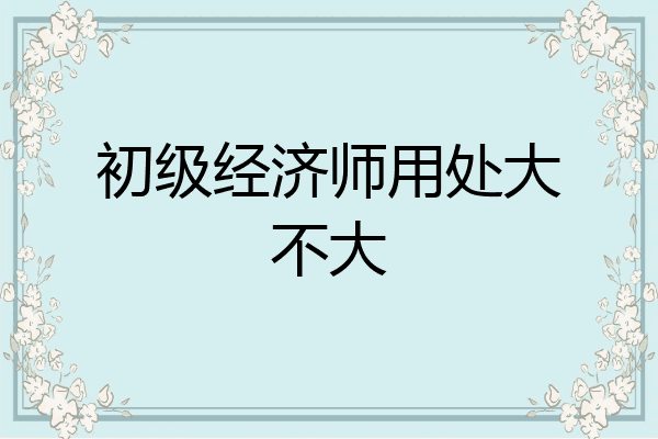 初级经济师用处大不大
