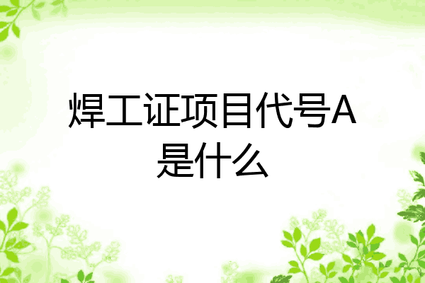 焊工证项目代号A是什么
