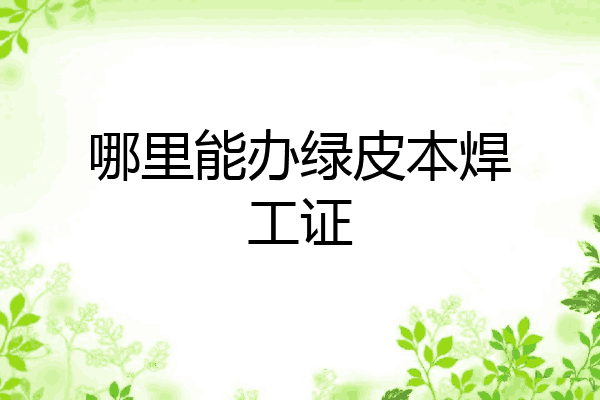 哪里能办绿皮本焊工证