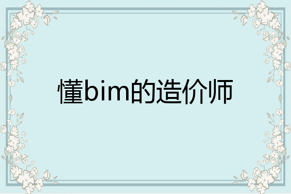 懂bim的造价师
