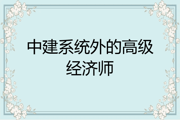 中建系统外的高级经济师