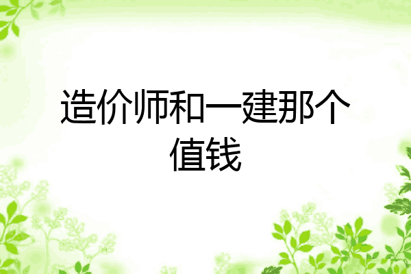 造价师和一建那个值钱