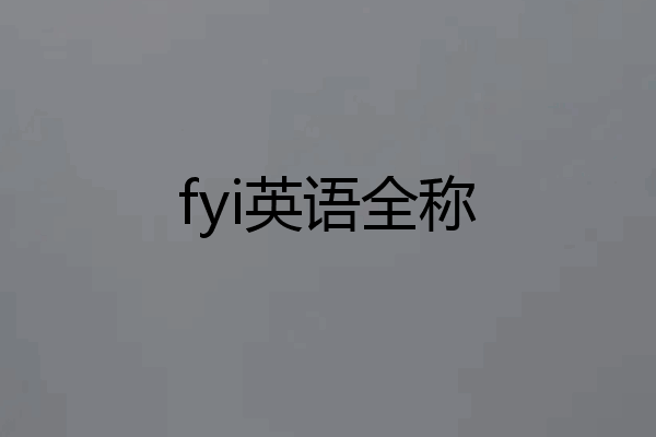 fyi英语全称