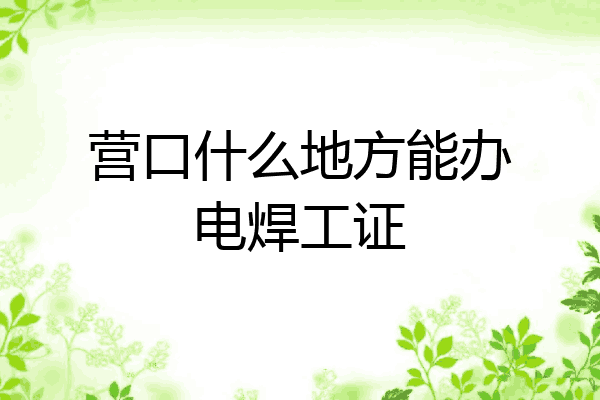 营口什么地方能办电焊工证