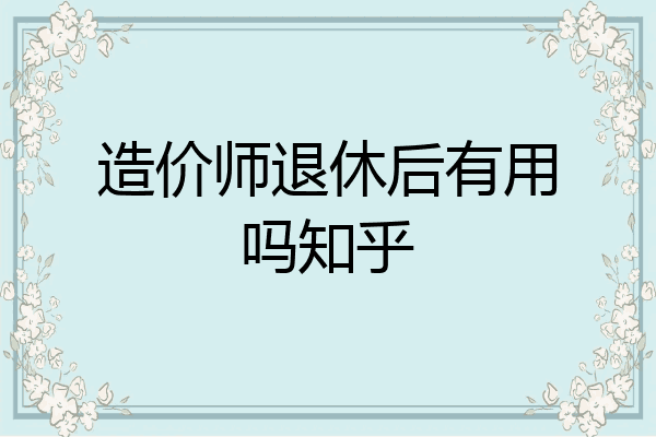 造价师退休后有用吗知乎