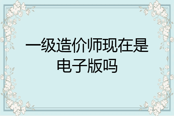一级造价师现在是电子版吗