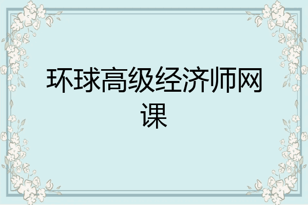 环球高级经济师网课