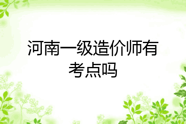 河南一级造价师有考点吗
