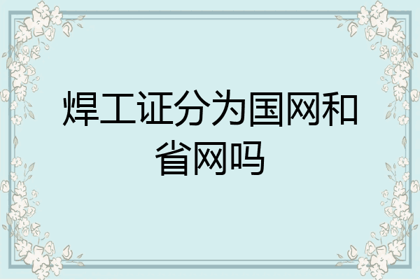 焊工证分为国网和省网吗
