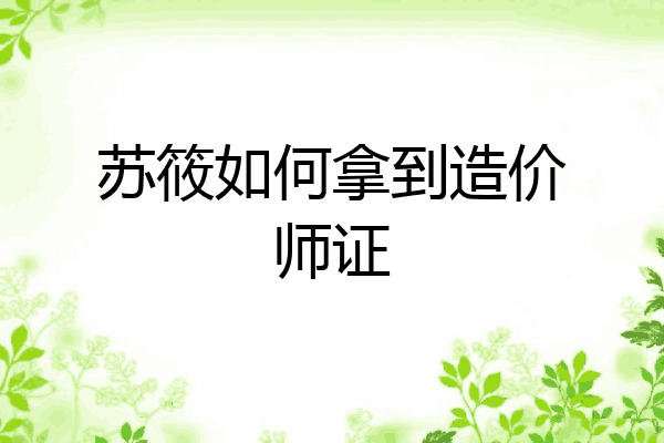 苏筱如何拿到造价师证