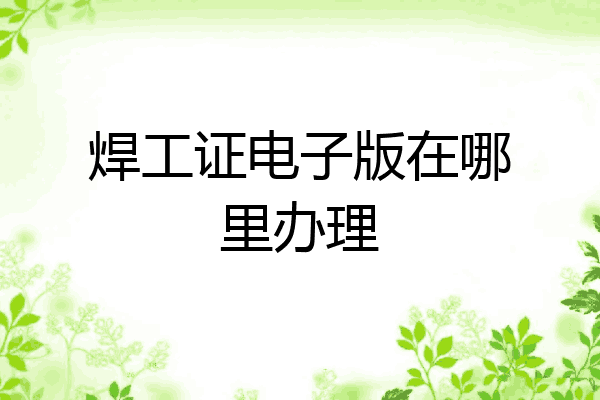 焊工证电子版在哪里办理