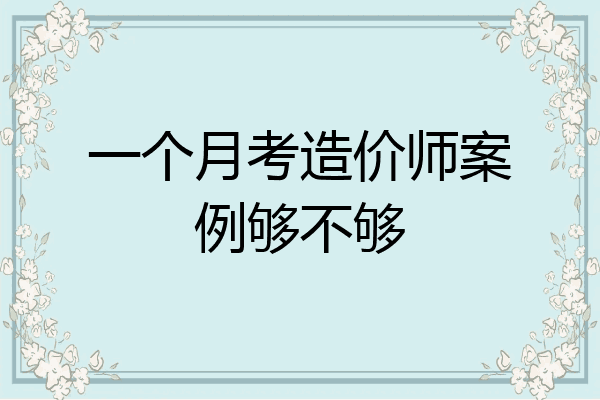 一个月考造价师案例够不够