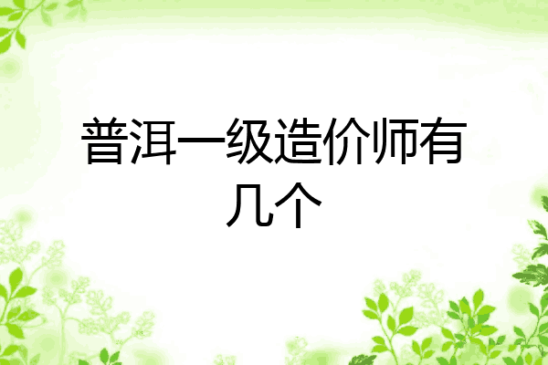 普洱一级造价师有几个