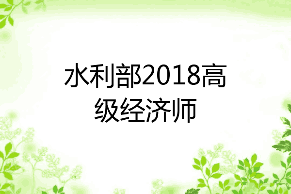水利部2018高级经济师