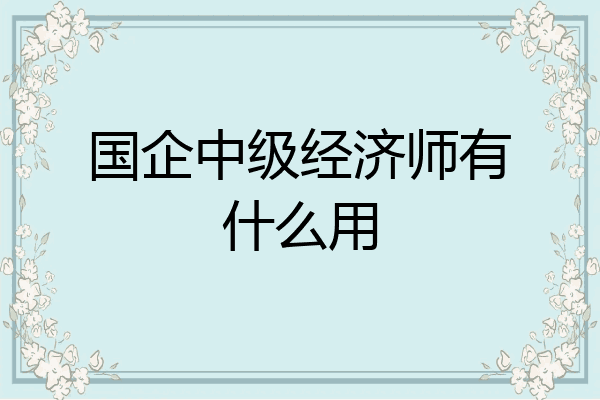 国企中级经济师有什么用